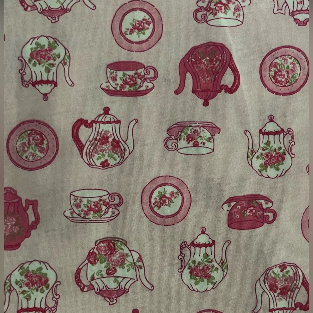 Midnight by Carole Hochman Pink and Green Tea Print Nightshirt 100 %Cotton - Picture 8 of 11